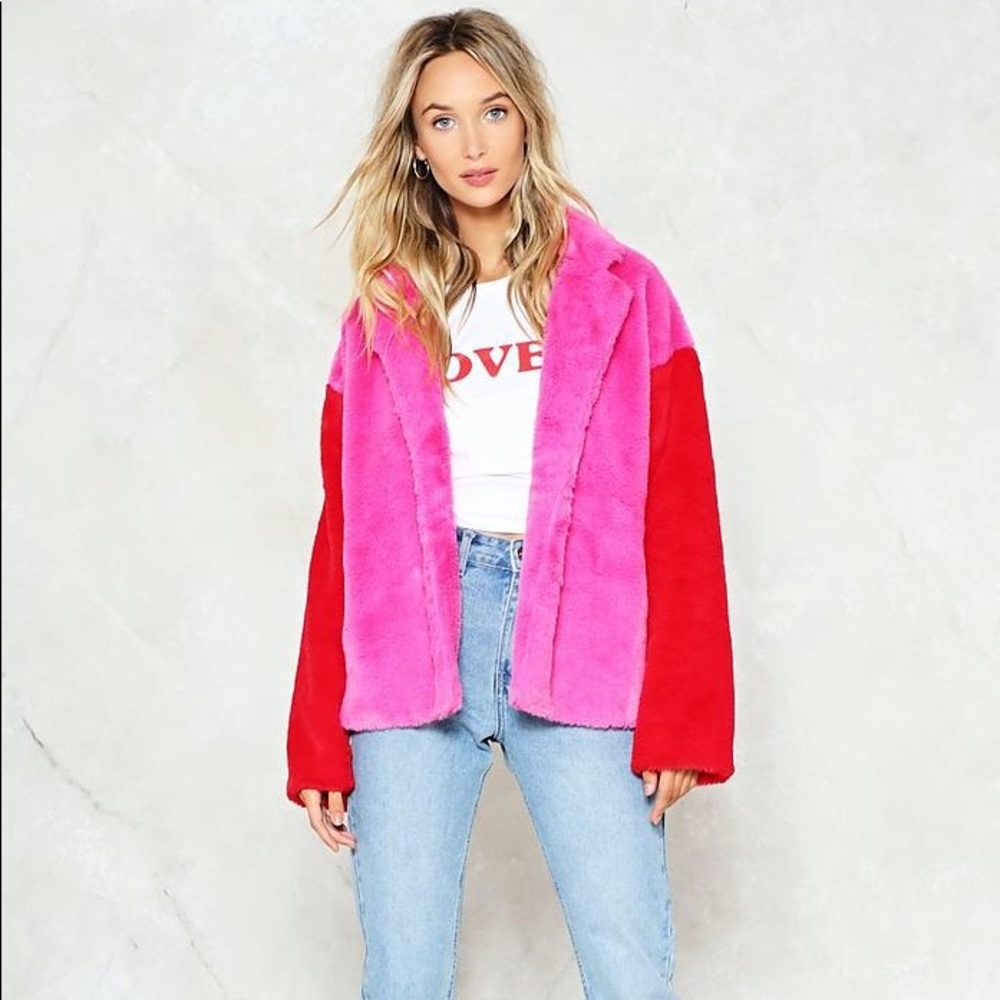 *SOLD*Red and Pink Fur coat